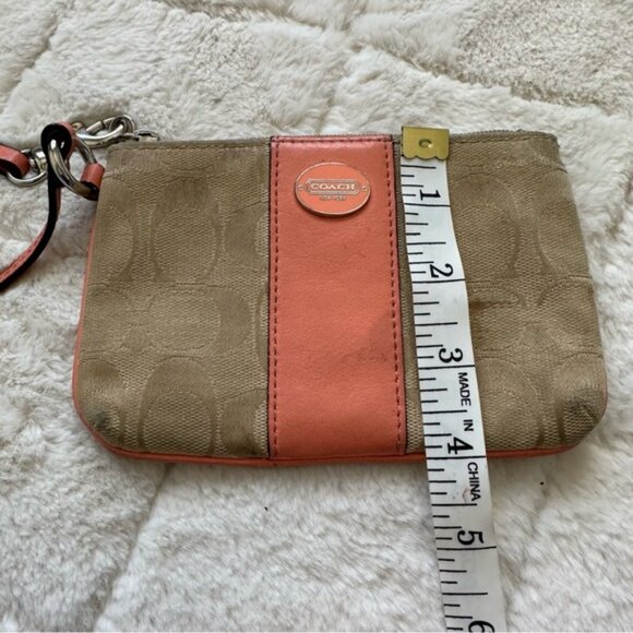 Coach | Signature Peach Leather Stripe | Wristlet - Picture 12 of 12